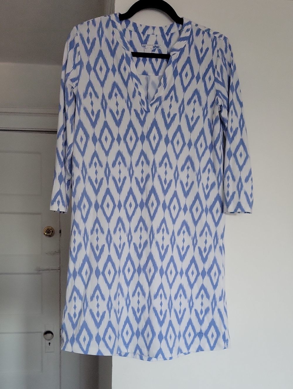 Southern Tide Blue and White Ikat Print Tunic Dress XS